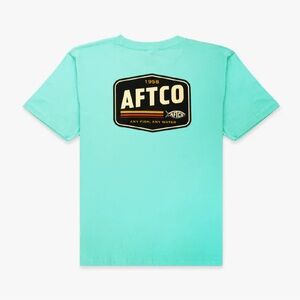 AFTCO Aqua Blue Logo Tee